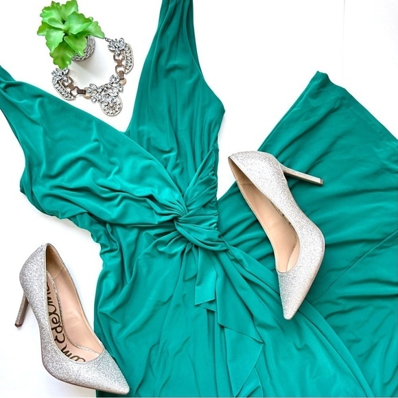 Lauren Ralph Lauren Kelly Green Sleeveless Twist Front Ruffle Gown Maxi Dress 4 - Picture 12 of 12